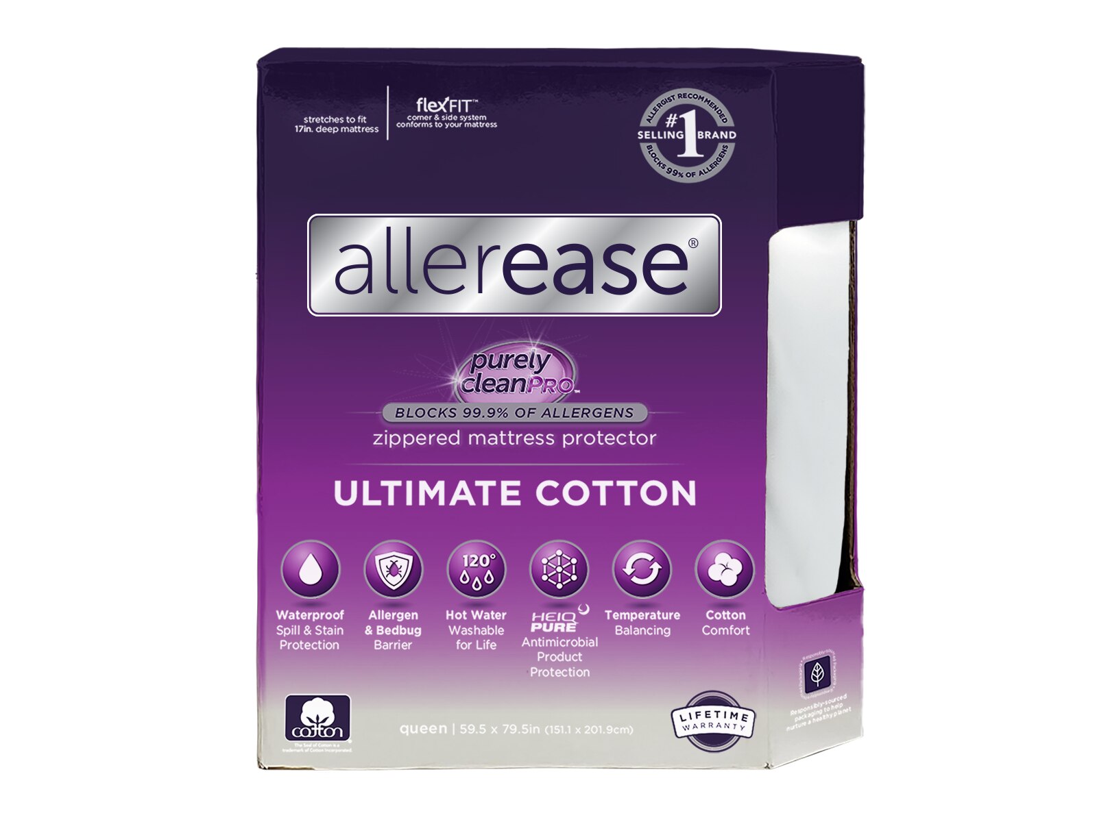 allerease ultimate mattress protector dimensions