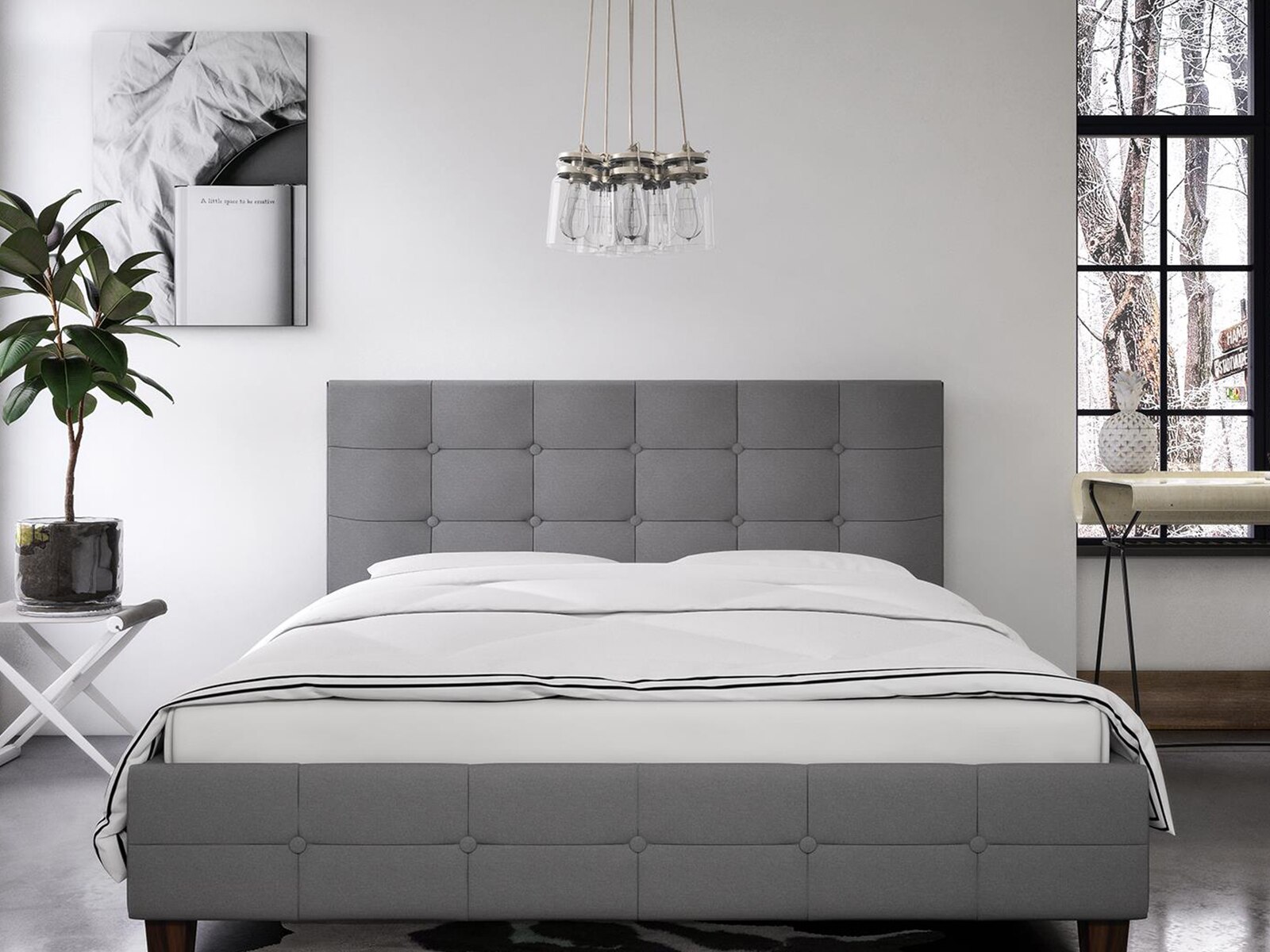 Atwater Living Ryder Linen Upholstered Bed Mattress Firm