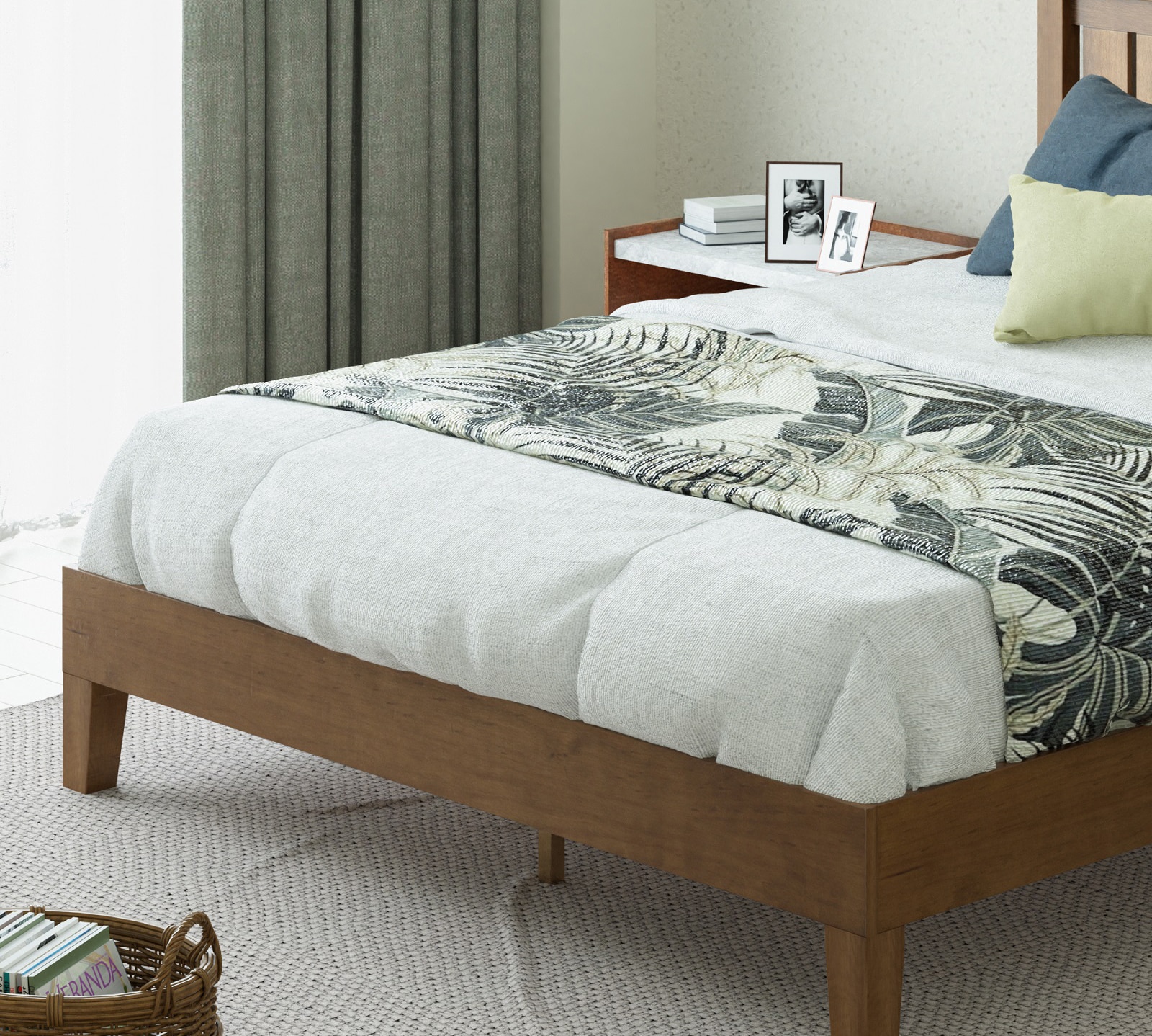 Zinus Alexis 37” Deluxe Wood Platform Bed Frame with Headboard