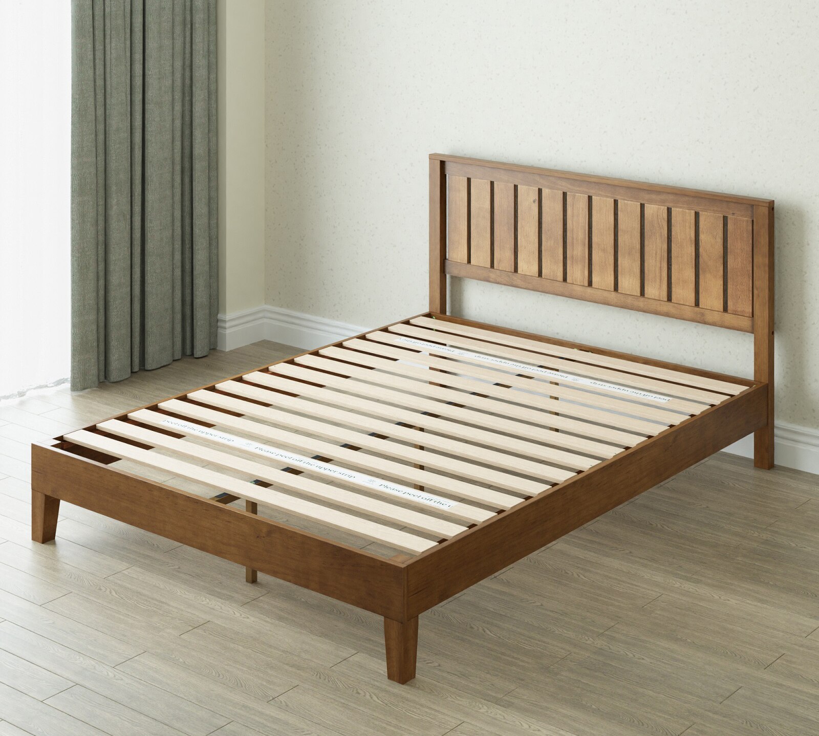 Wood full size bed deals frame with headboard