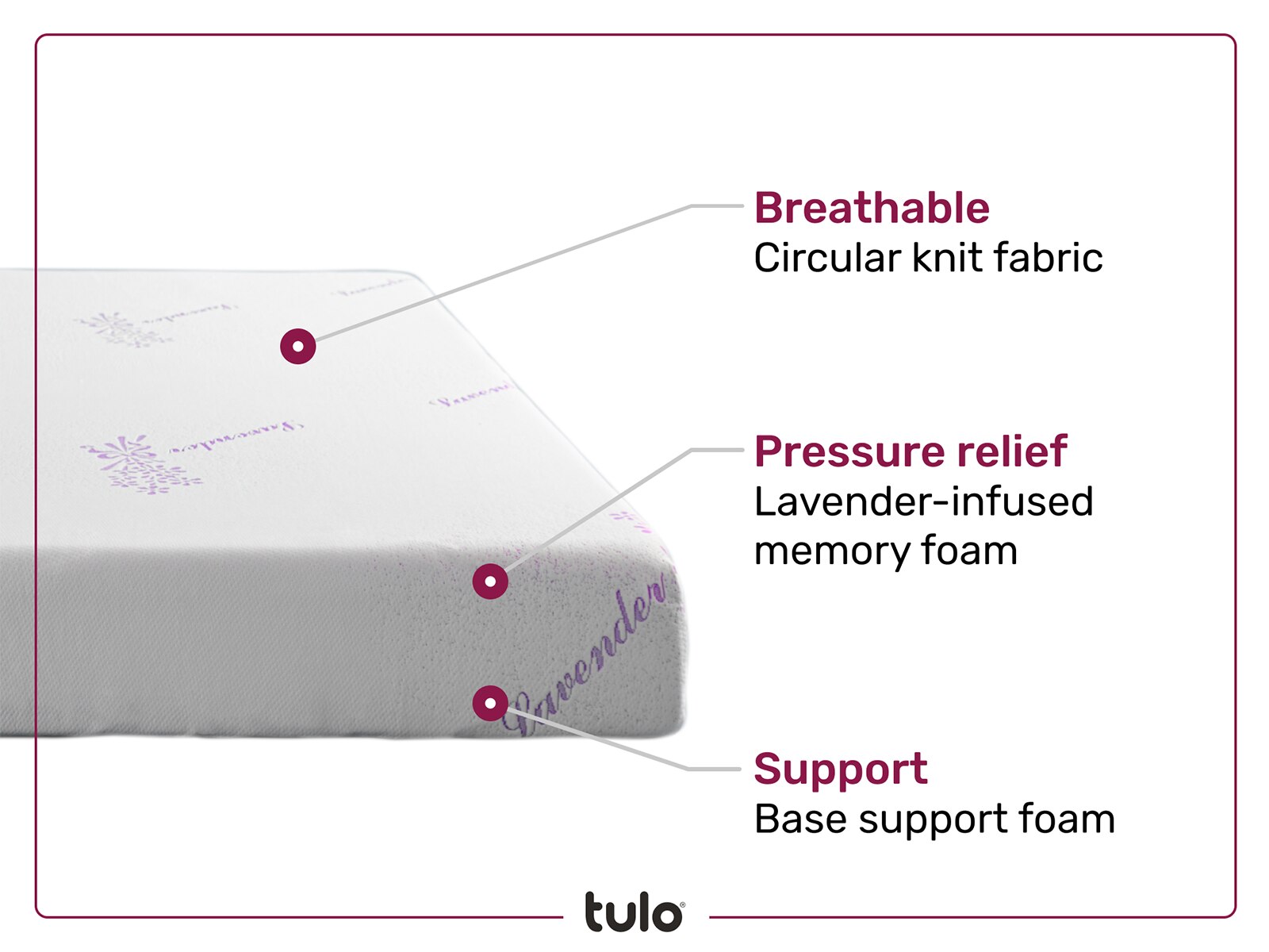 tulo 8" Memory Foam Lavender Mattress Firm