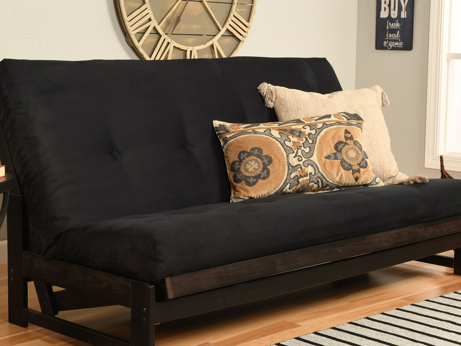 Black Full-Size Futon Frame & Mattress Set