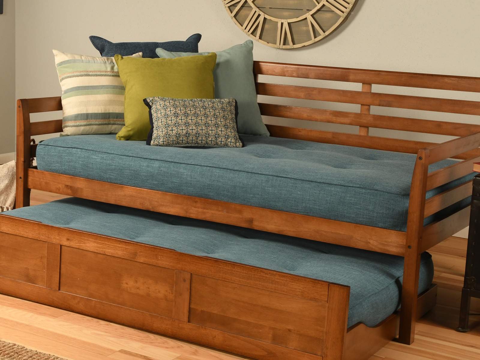 Kodiak Boho Daybed W\/ Trundle & Linen Aqua Mattresses | MattressFirm