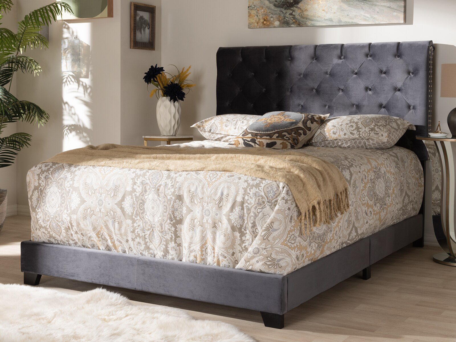 drie Machtig kussen Baxton Studios Candace Luxe & Glamour Velvet Upholstered Bed | Mattress Firm