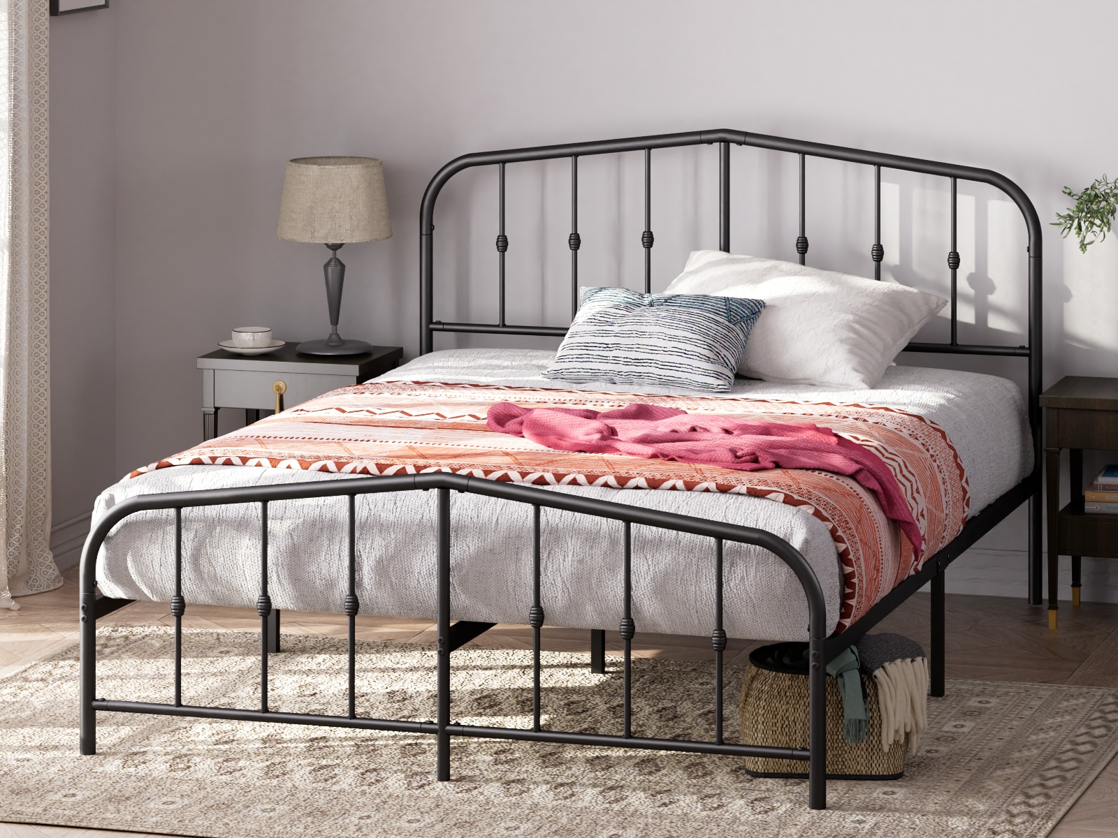 Tulo Traditional Metal Platform Bed with Headboard | MattressFirm