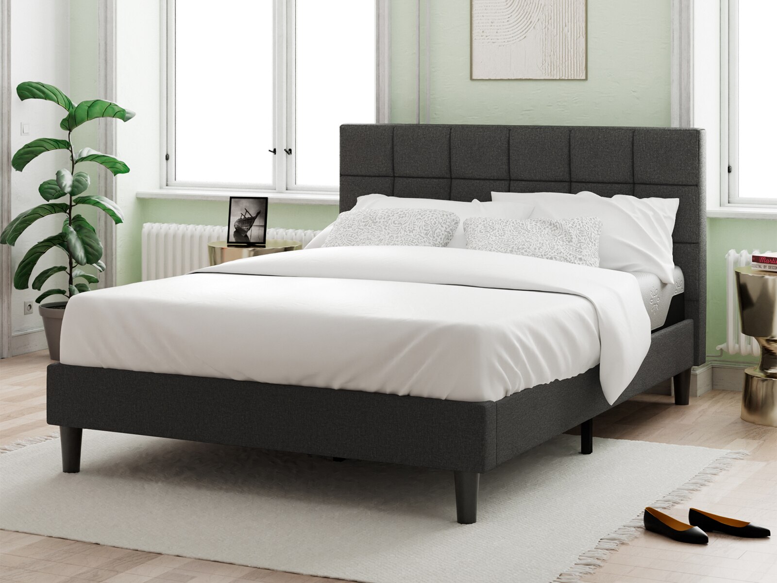Sleepy's Deluxe Axle Square Upholstered Platform Bed