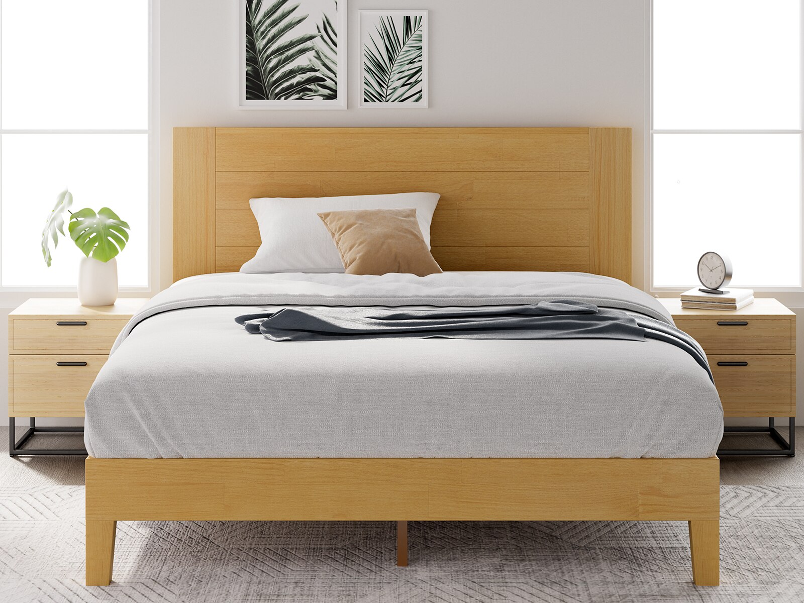 Low Profile Platform Bed With Headboard