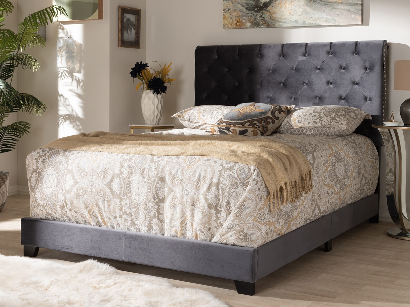 Candace Luxe & Glamour Velvet Upholstered Bed